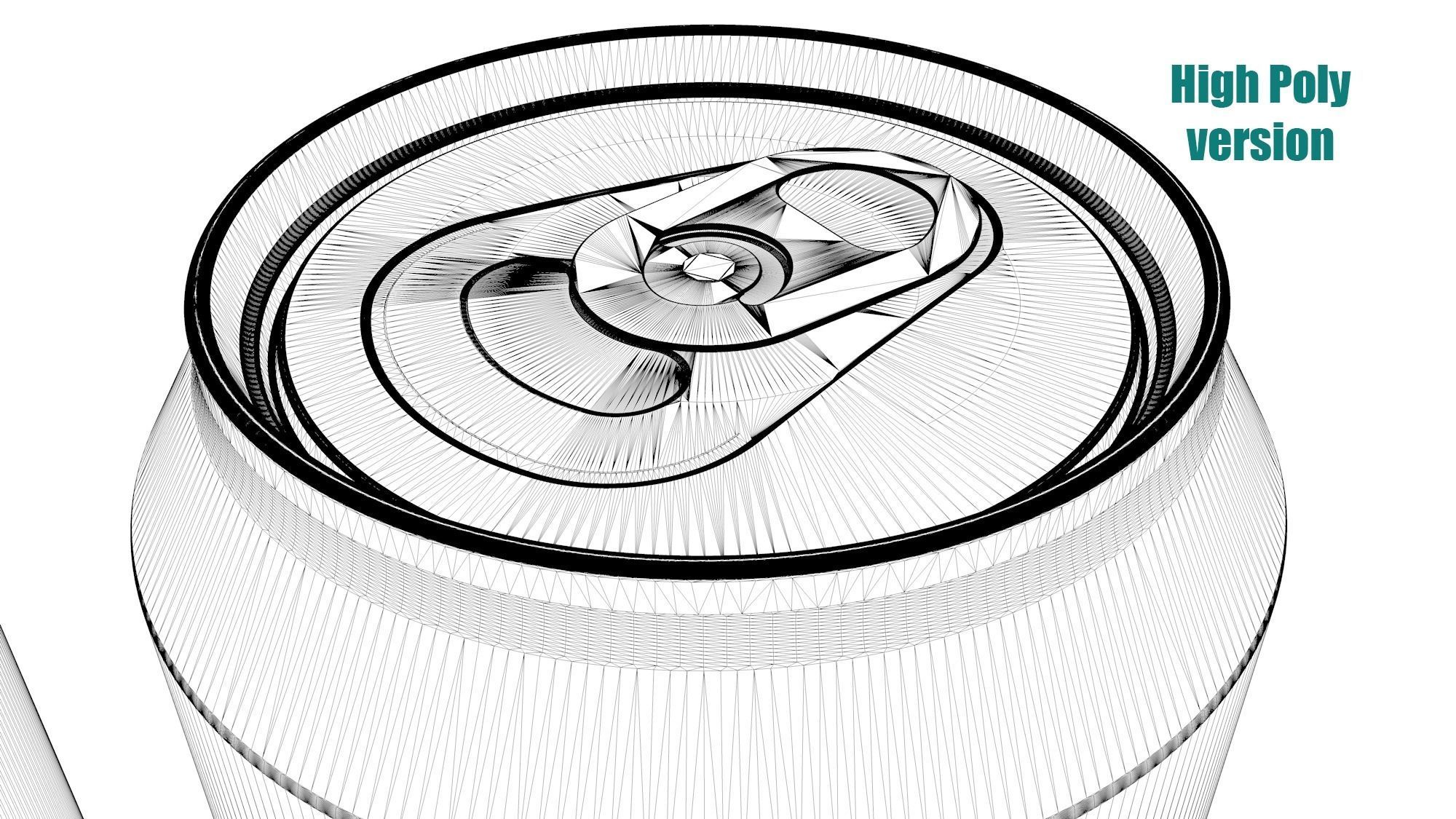 Beverage can low and high poly - 473 cm3 Low-poly 3D model_11