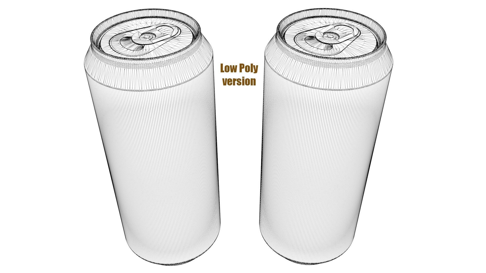 Beverage can low and high poly - 473 cm3 Low-poly 3D model_13