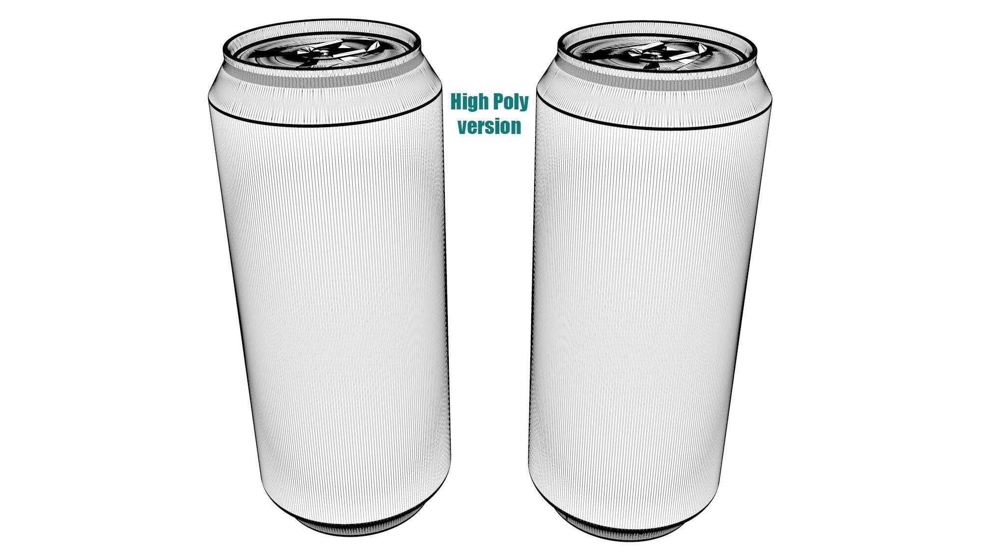 Beverage can low and high poly - 473 cm3 Low-poly 3D model_10