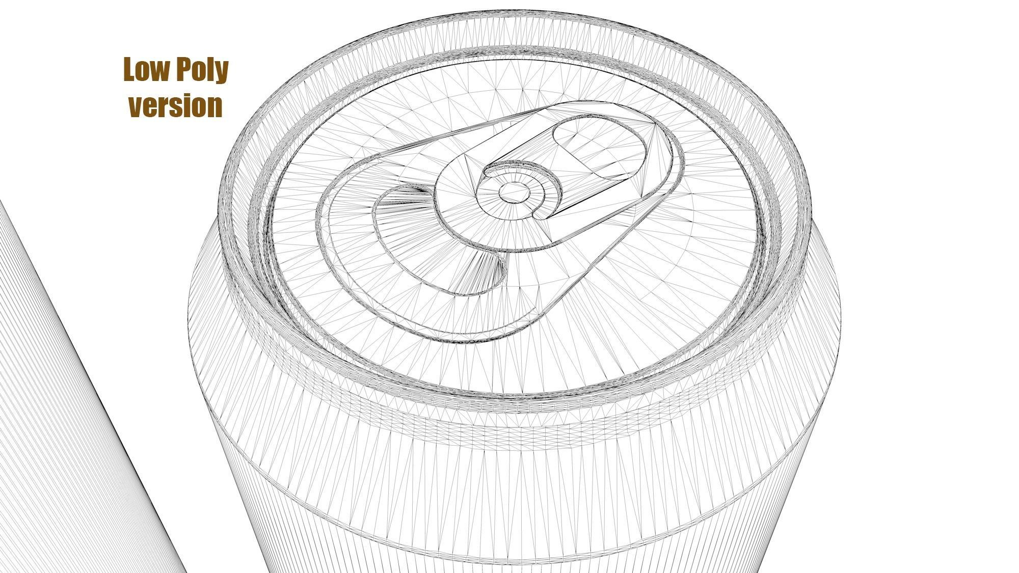 Beverage can low and high poly - 473 cm3 Low-poly 3D model_14