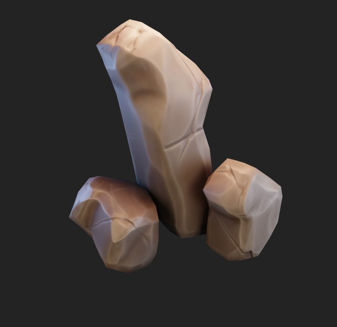 Stylized rocks Low-poly 3D model_3