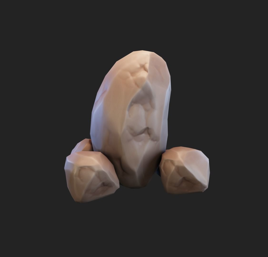 Stylized rocks Low-poly 3D model_1