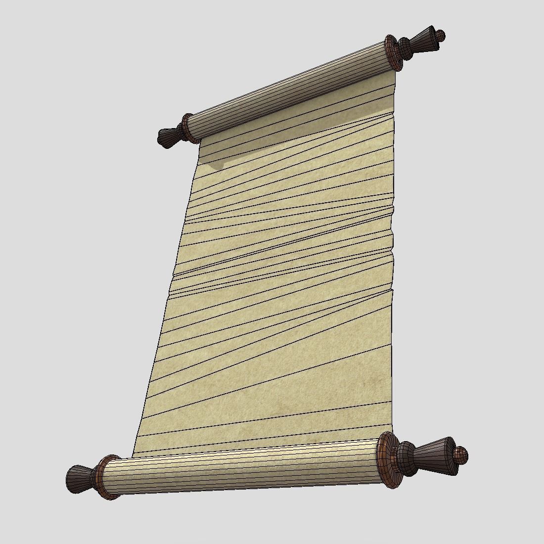 Paper Scroll 2 Low-poly 3D model_12