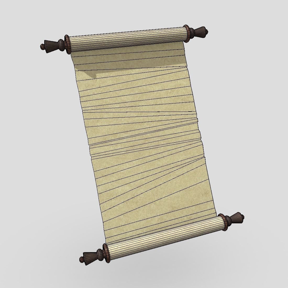 Paper Scroll 2 Low-poly 3D model_2