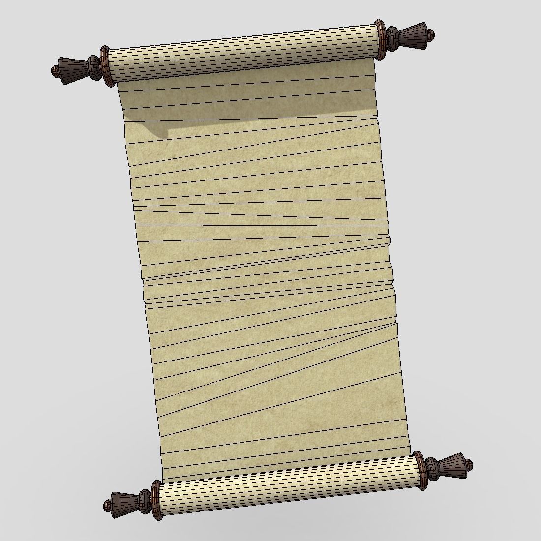 Paper Scroll 2 Low-poly 3D model_4