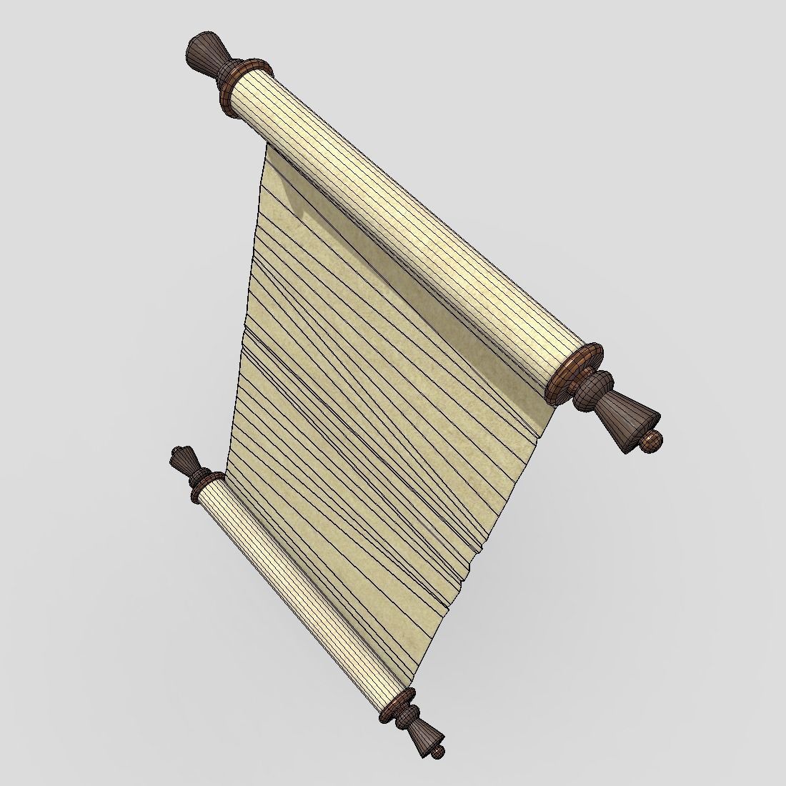 Paper Scroll 2 Low-poly 3D model_6