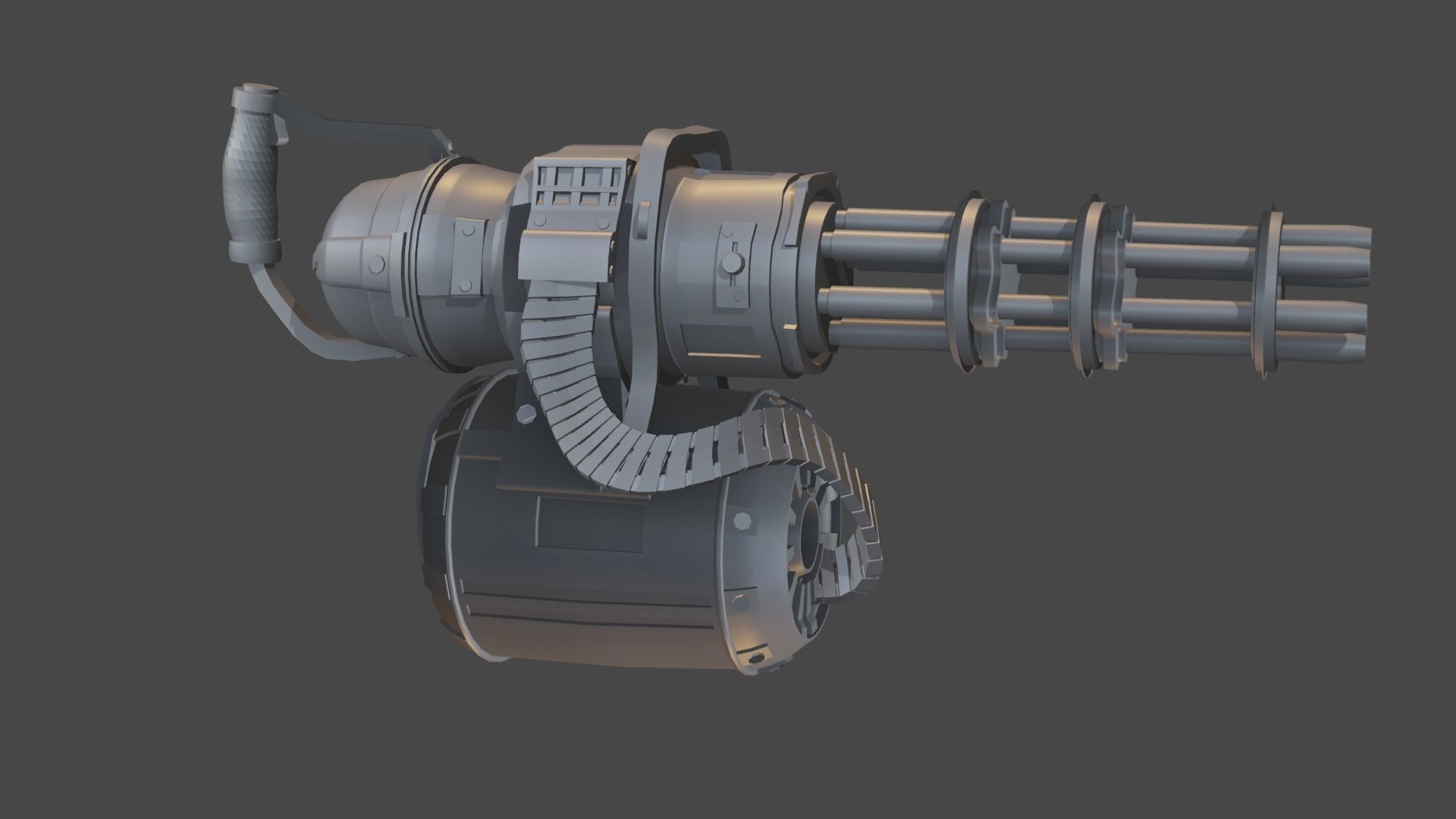 Apocalyptic Minigun Low-poly 3D model_7