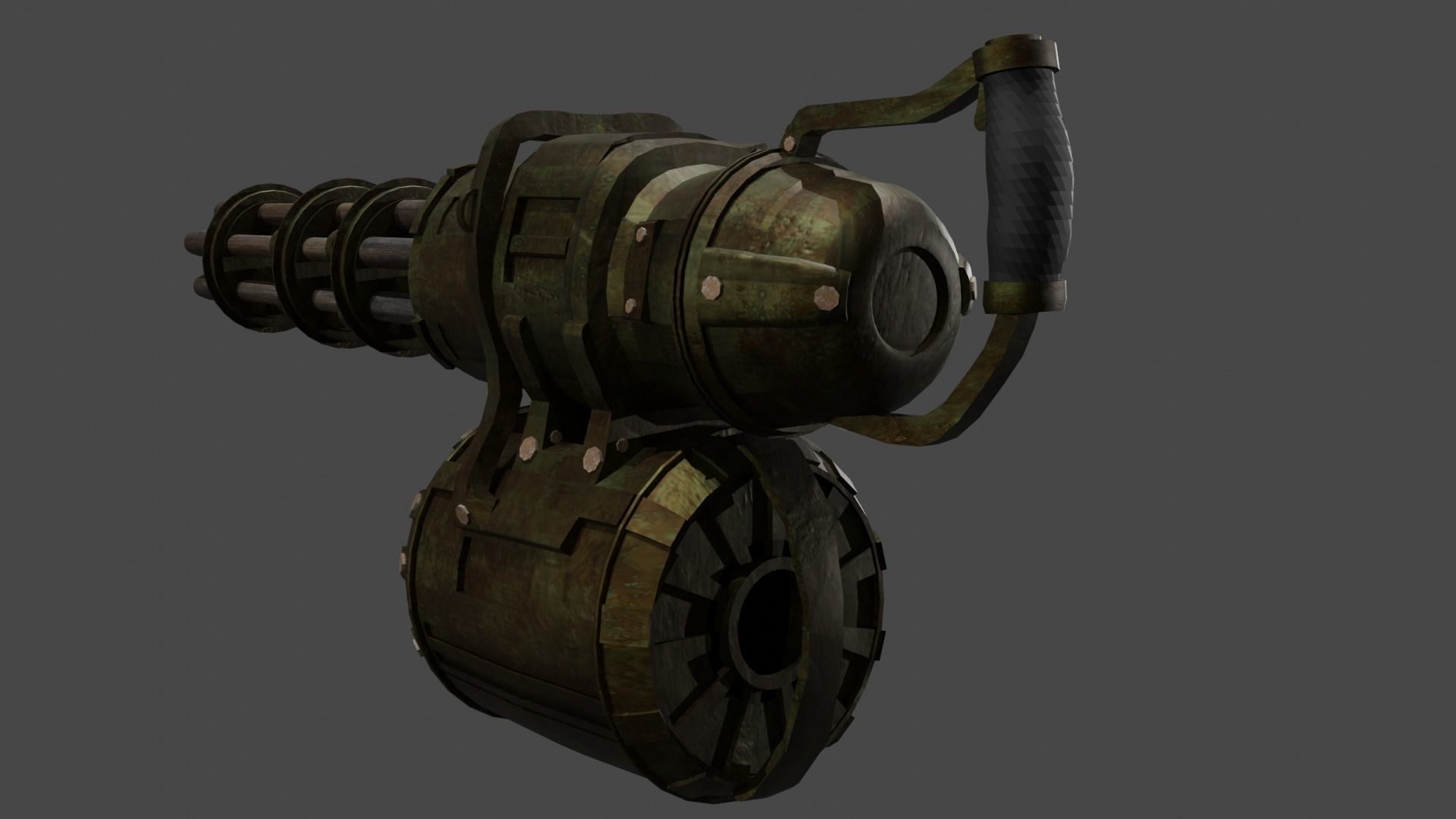 Apocalyptic Minigun Low-poly 3D model_6