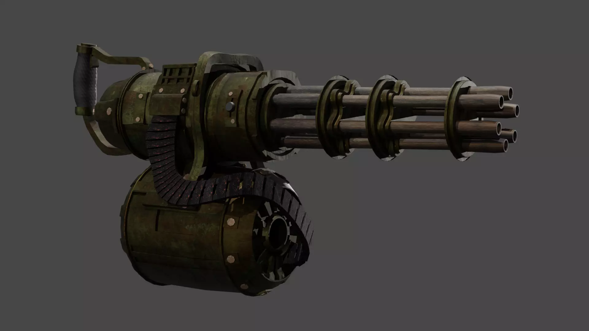 Apocalyptic Minigun Low-poly 3D model_0
