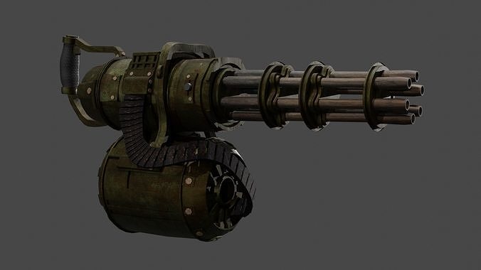Apocalyptic Minigun Low-poly 3D model