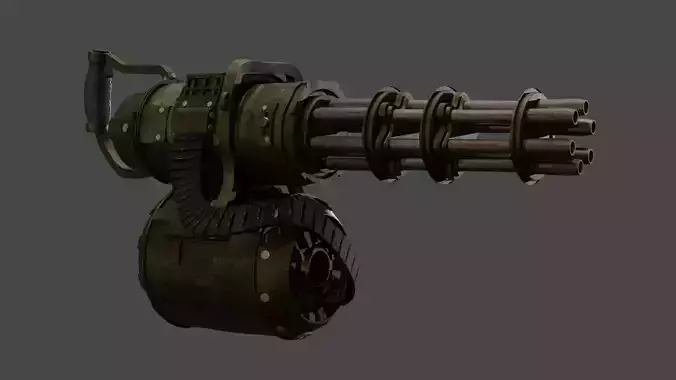 Apocalyptic Minigun Low-poly 3D model