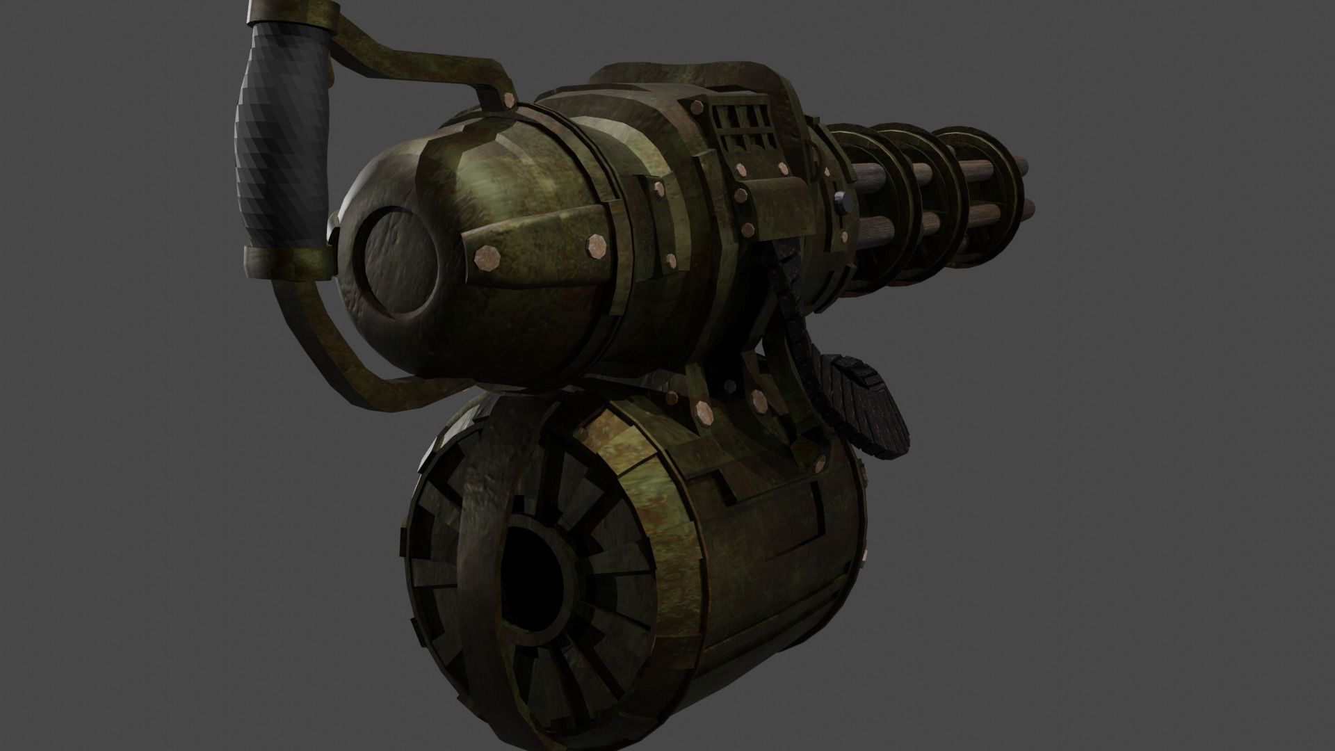 Apocalyptic Minigun Low-poly 3D model_2