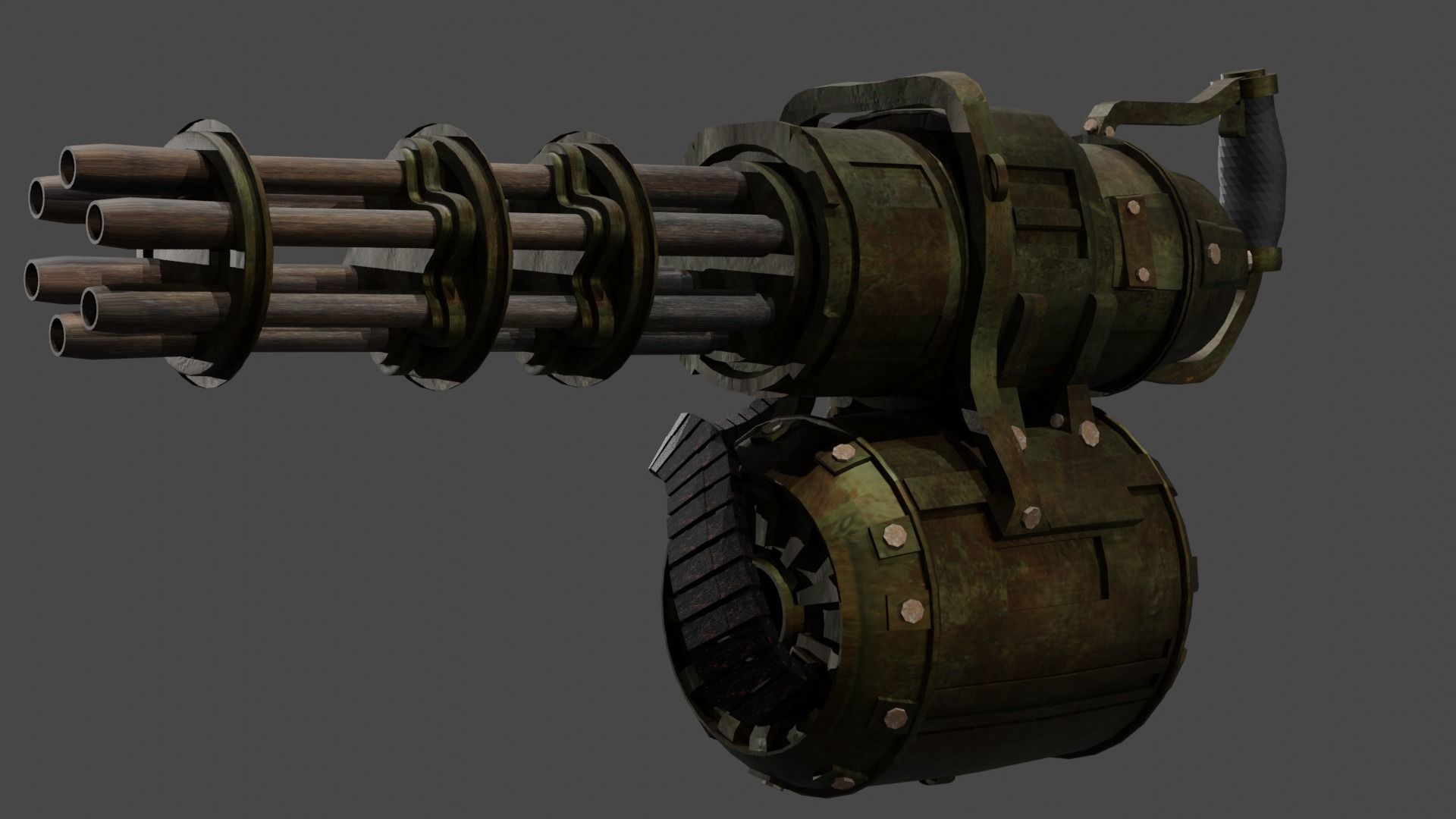 Apocalyptic Minigun Low-poly 3D model_5