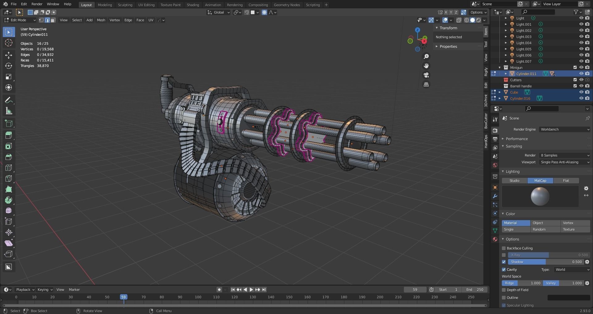 Apocalyptic Minigun Low-poly 3D model_9