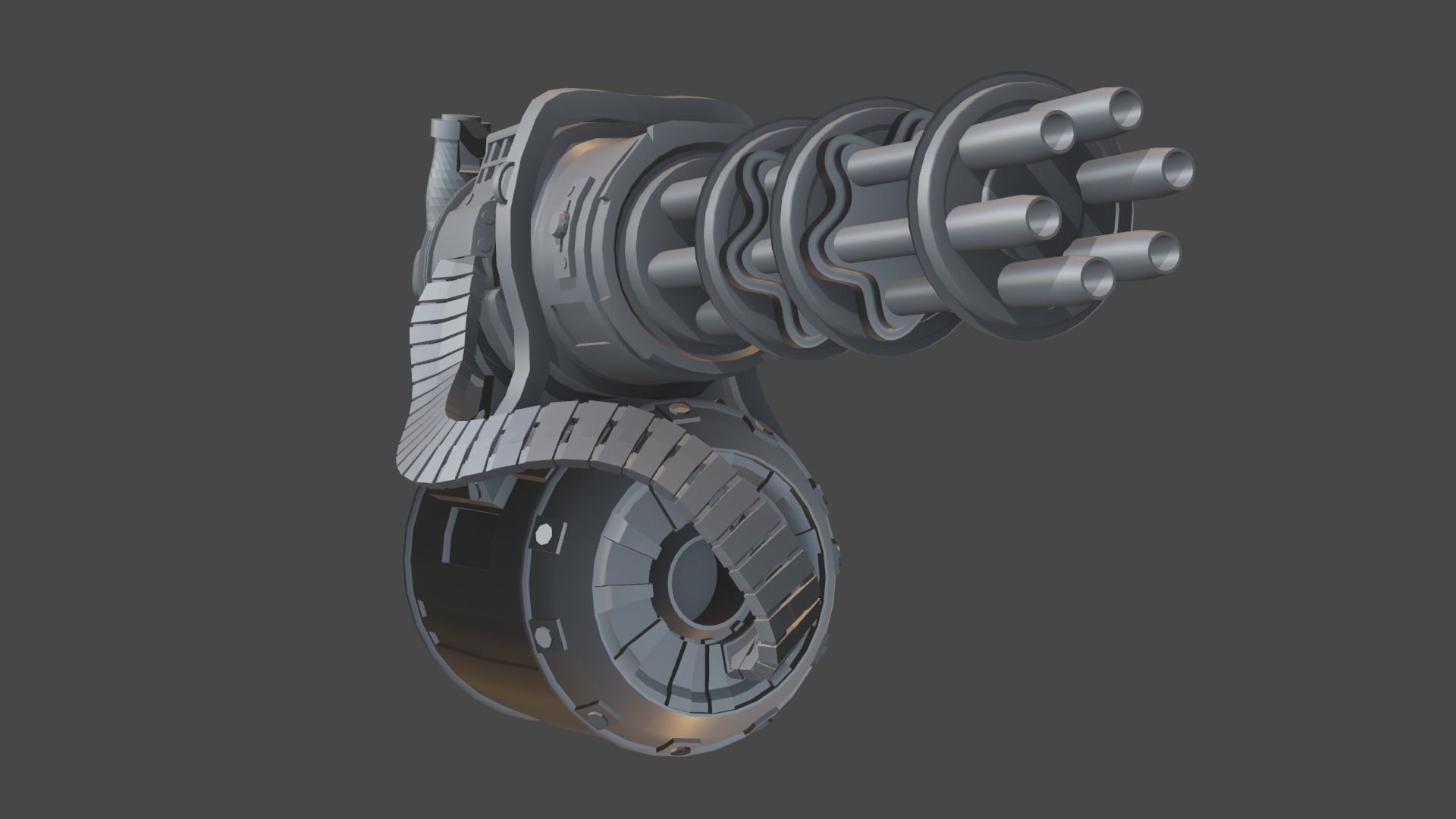 Apocalyptic Minigun Low-poly 3D model_8