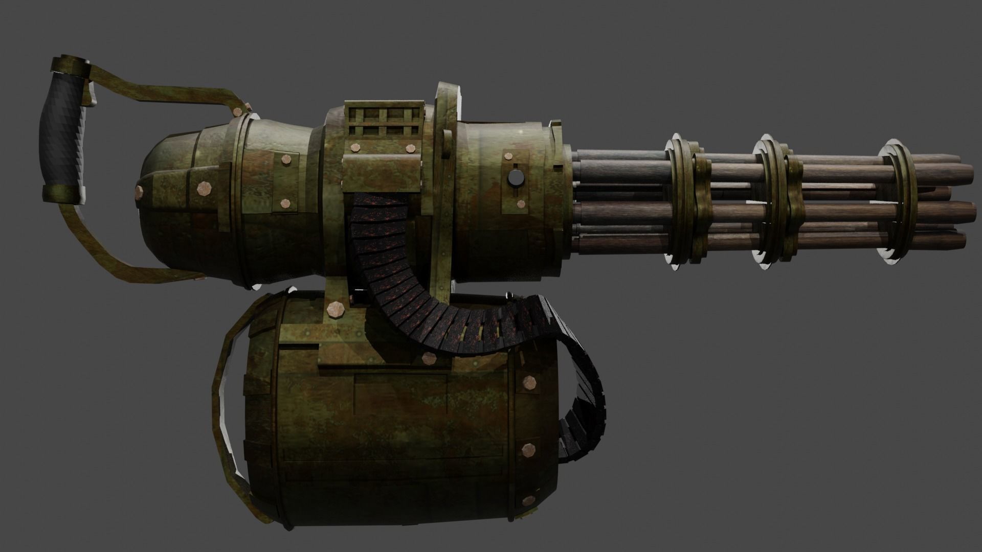 Apocalyptic Minigun Low-poly 3D model_3