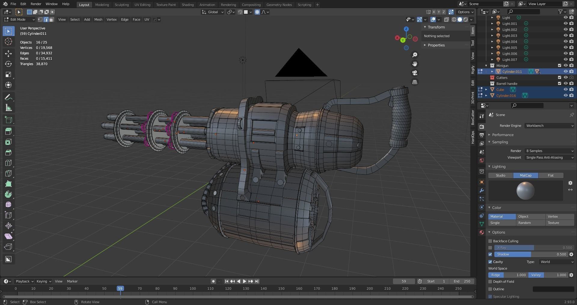 Apocalyptic Minigun Low-poly 3D model_10