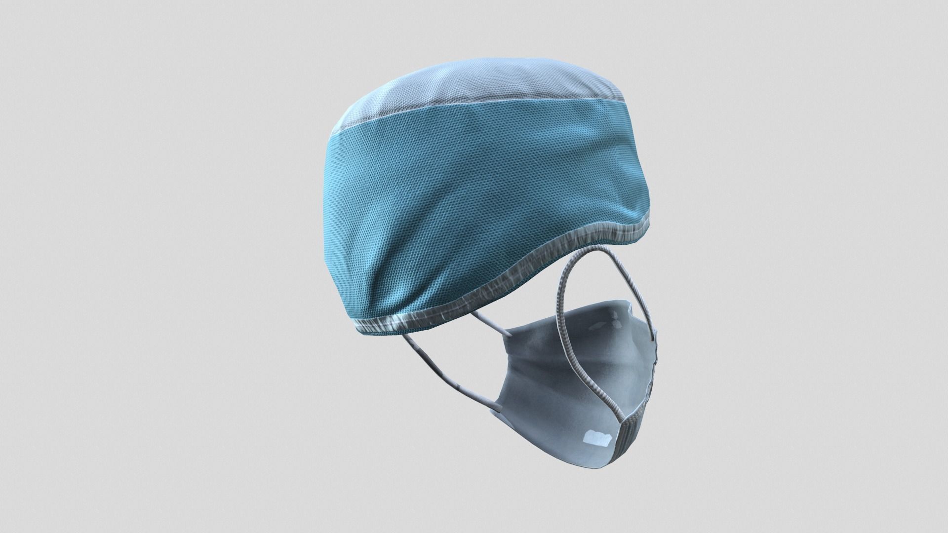 Medical mask and cap Medic Doctor 3D model_6