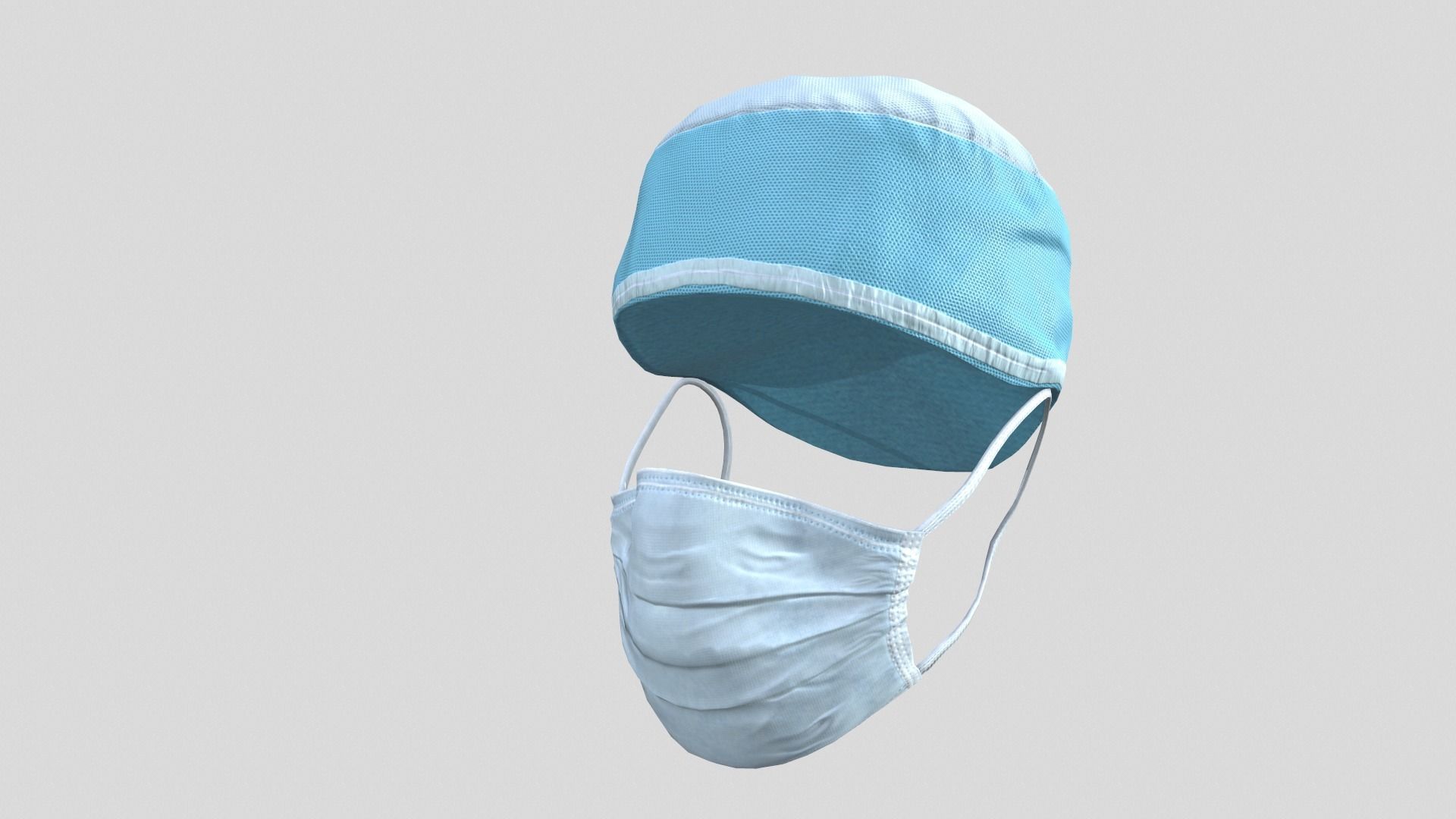 Medical mask and cap Medic Doctor 3D model_3