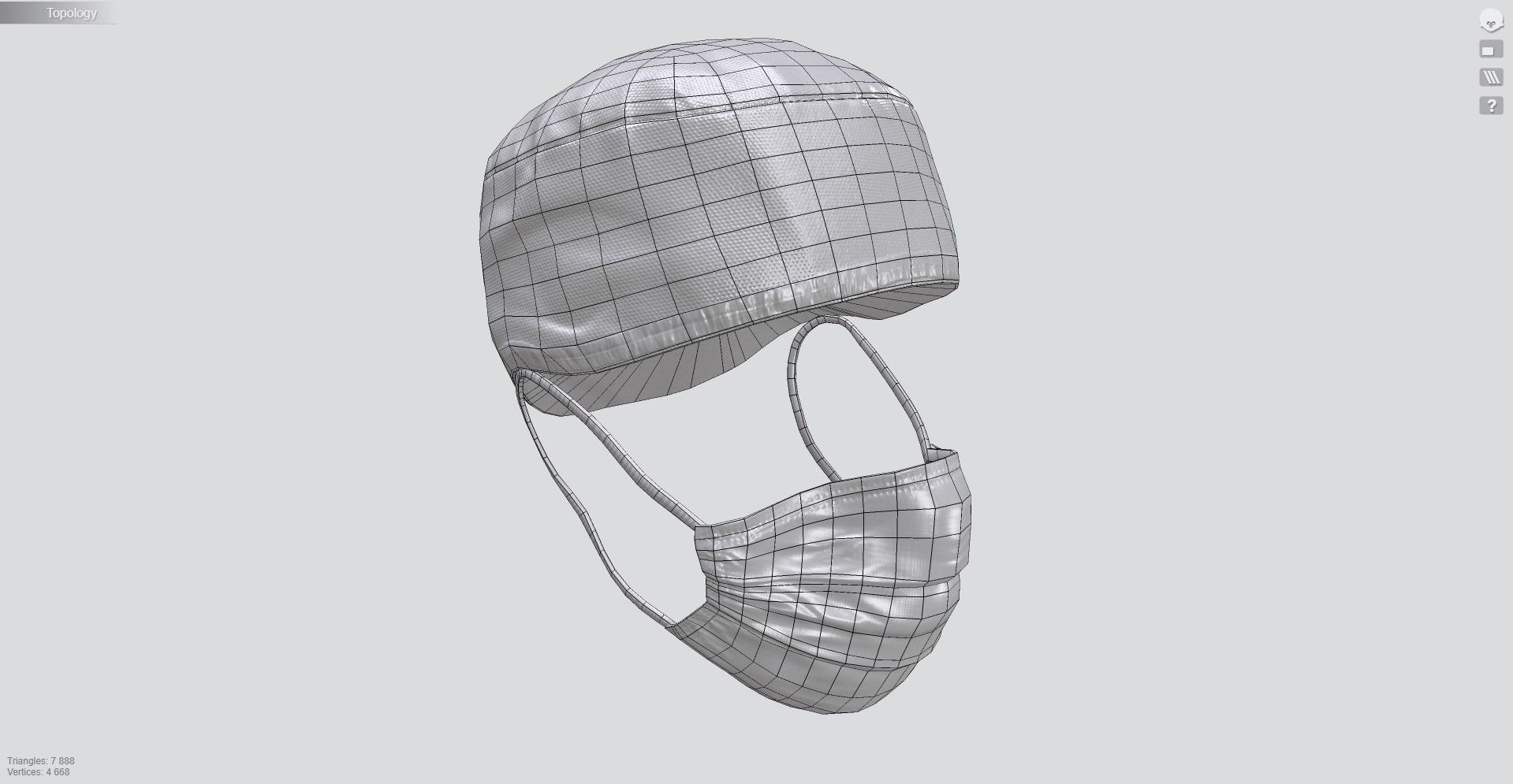 Medical mask and cap Medic Doctor 3D model_11
