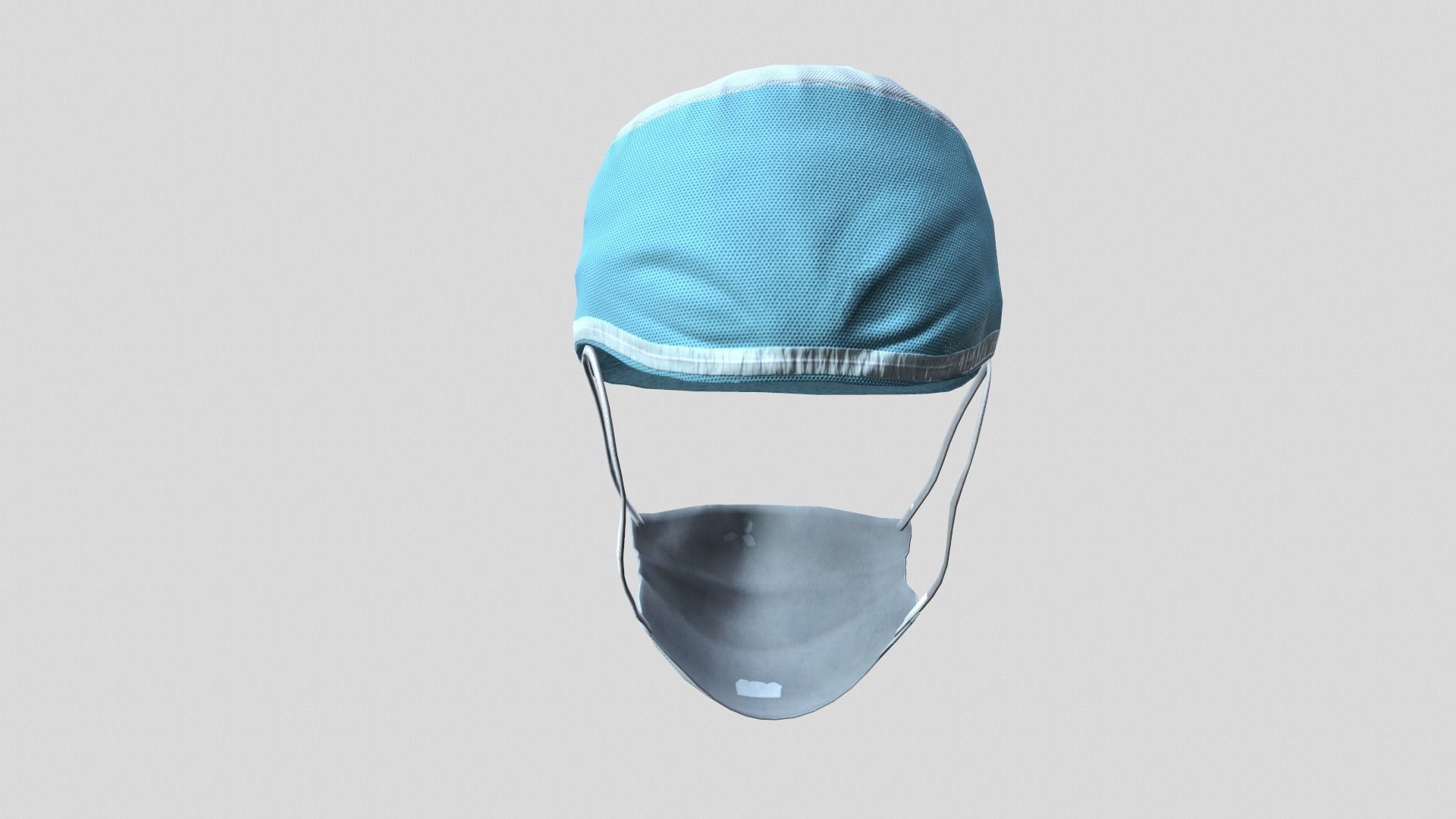 Medical mask and cap Medic Doctor 3D model_10