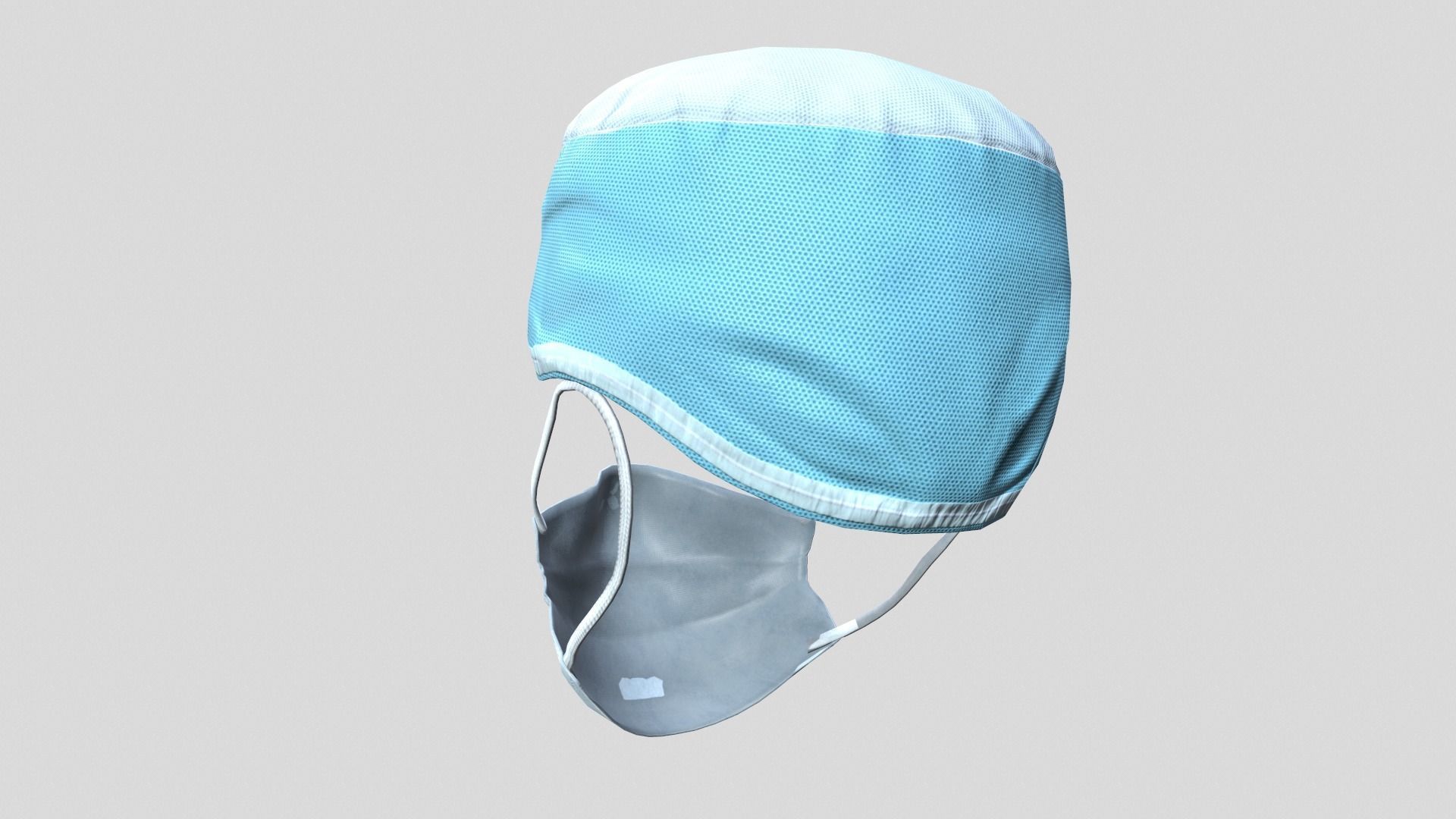 Medical mask and cap Medic Doctor 3D model_5