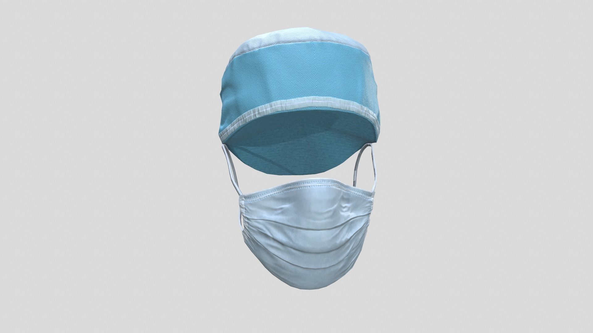 Medical mask and cap Medic Doctor 3D model_4