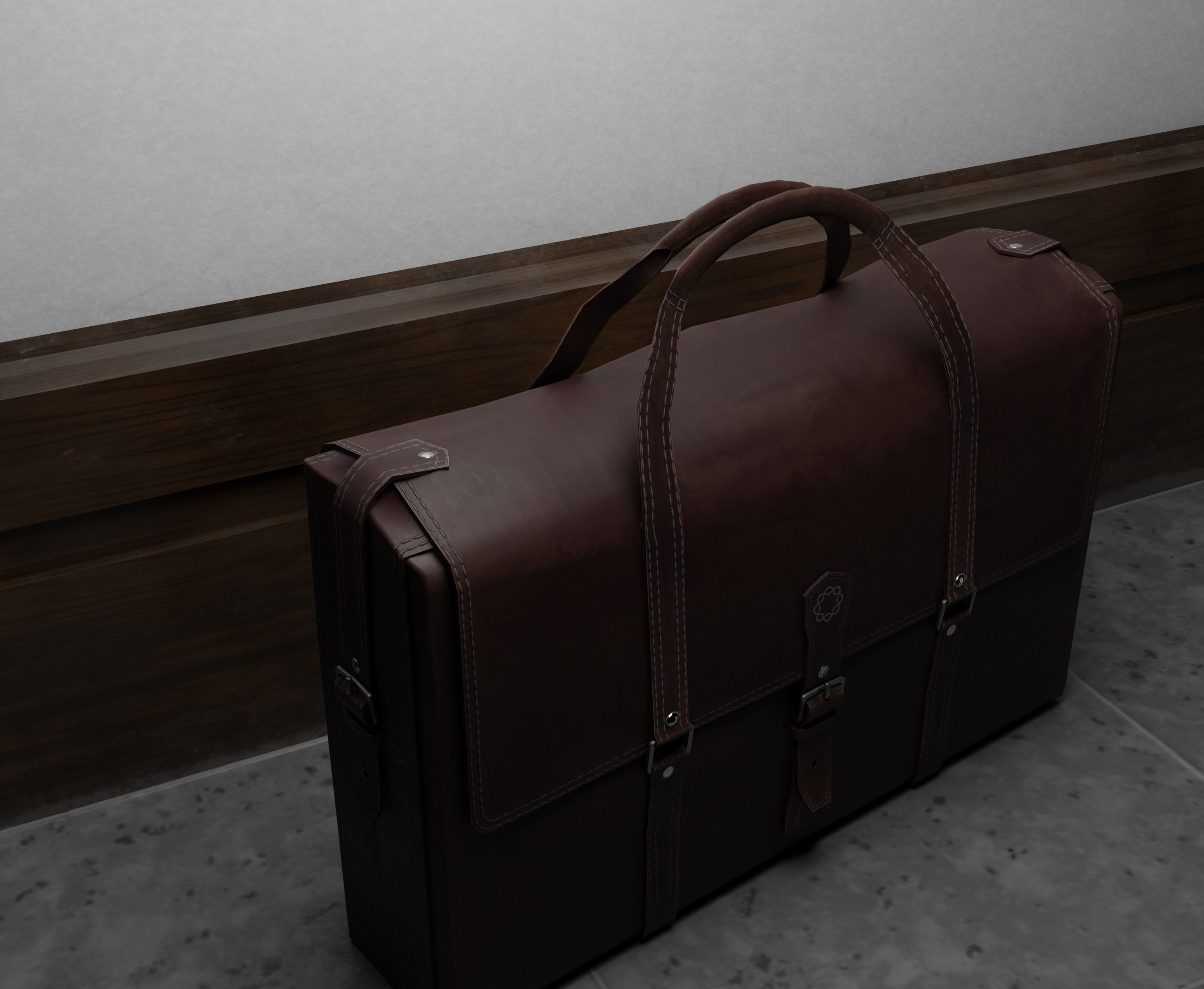 The bag leather briefcase Low-poly 3D model_2