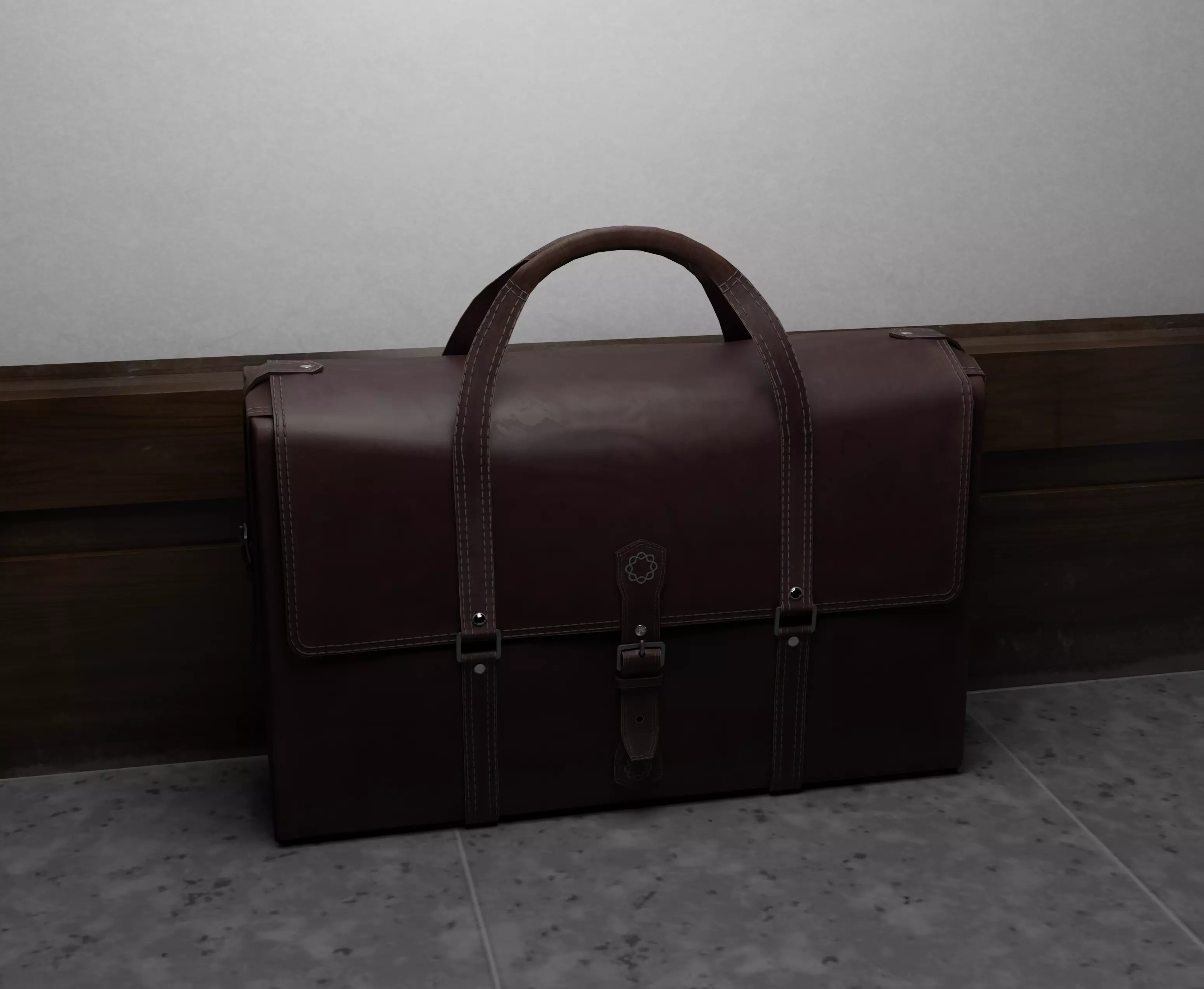 The bag leather briefcase Low-poly 3D model_0