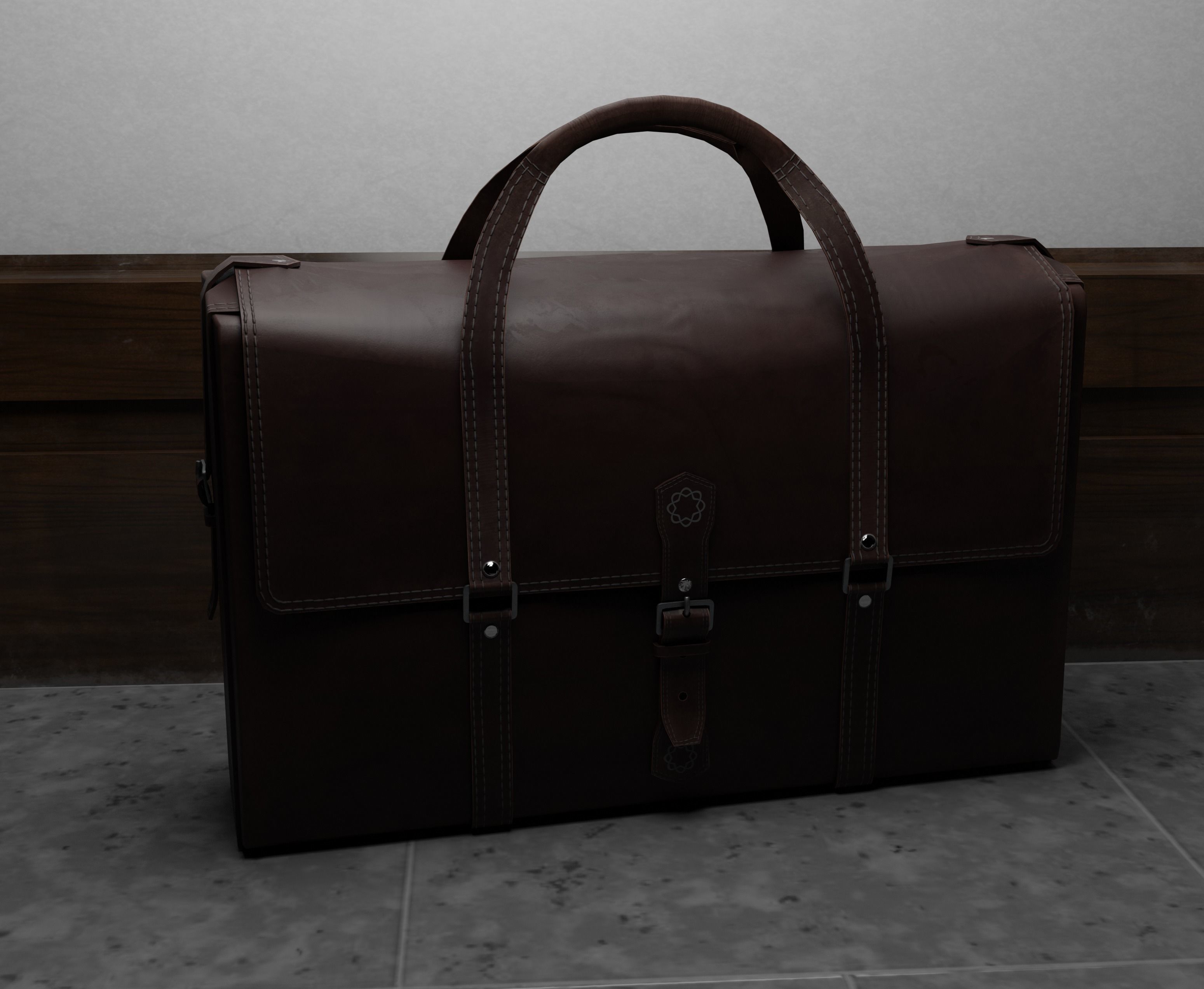 The bag leather briefcase Low-poly 3D model_1