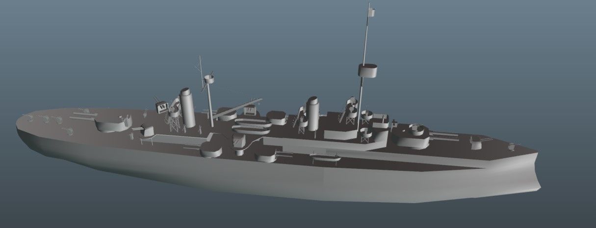 BattleShip warship Low-poly 3D model_16