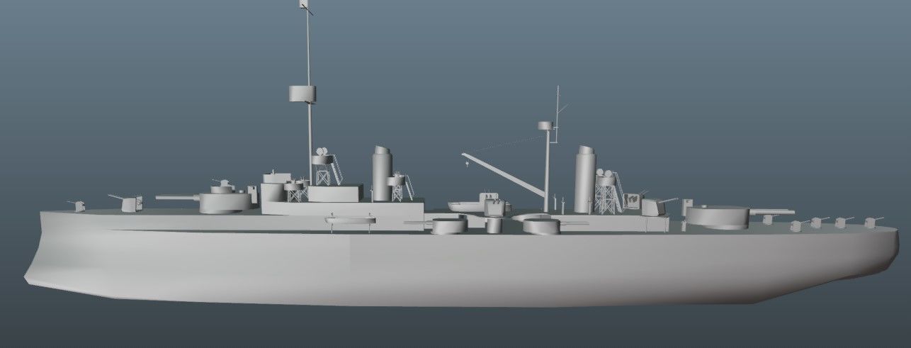 BattleShip warship Low-poly 3D model_4
