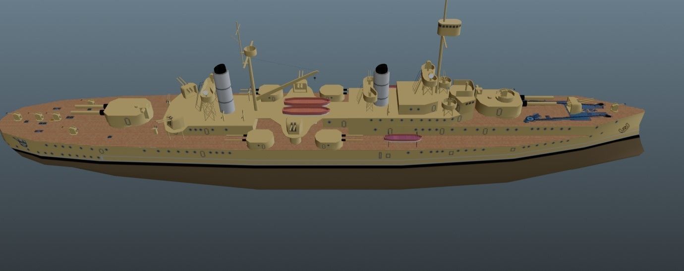 BattleShip warship Low-poly 3D model_8
