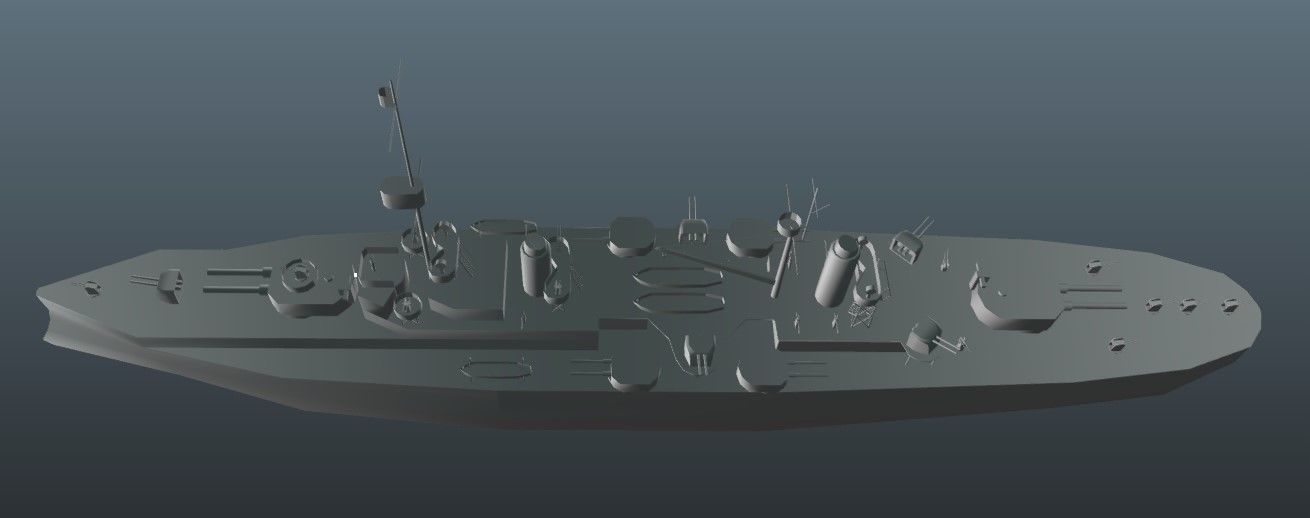 BattleShip warship Low-poly 3D model_12