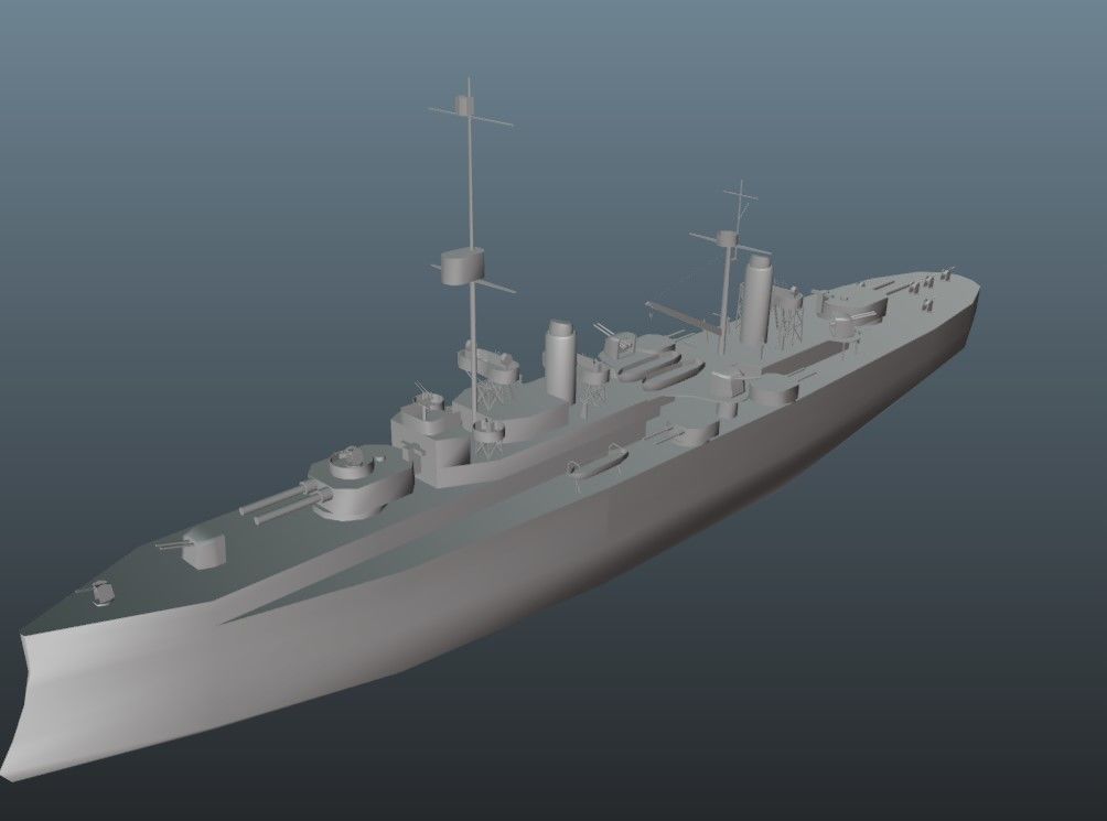 BattleShip warship Low-poly 3D model_14