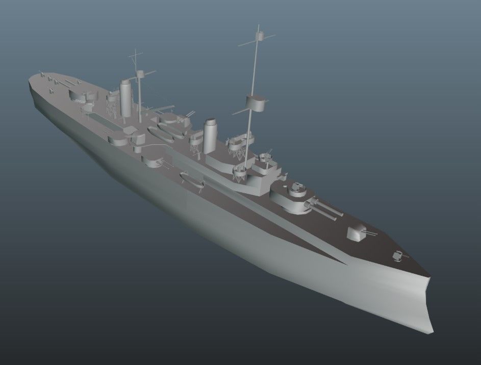BattleShip warship Low-poly 3D model_15