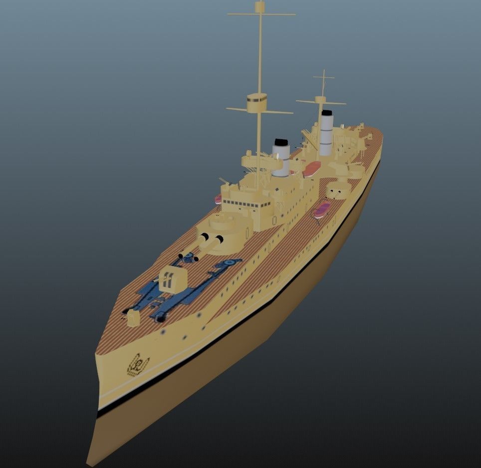 BattleShip warship Low-poly 3D model_11