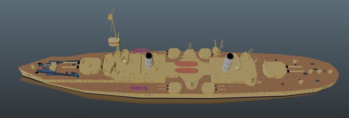 BattleShip warship Low-poly 3D model_10