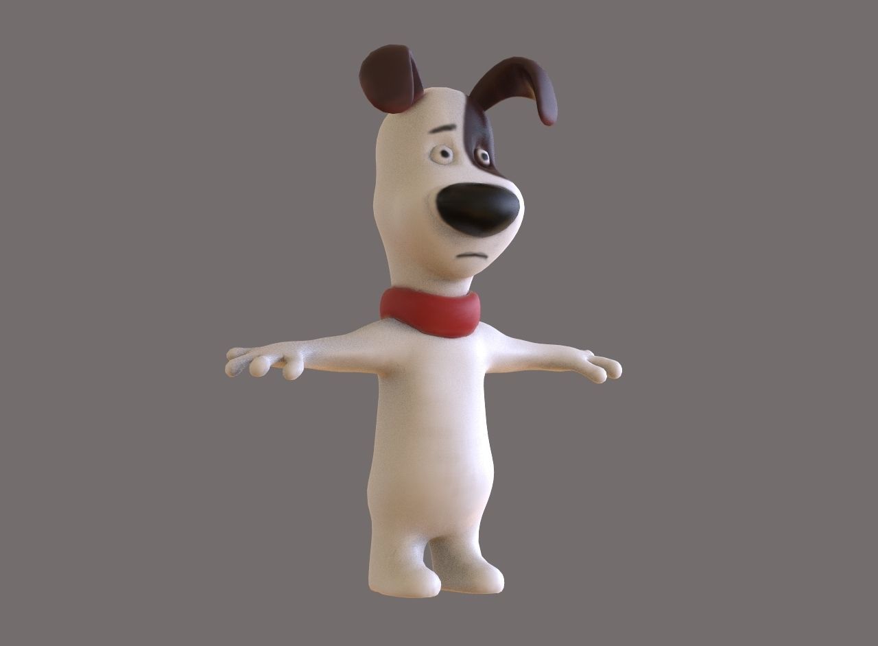 Dog Toon Low-poly 3D model_2