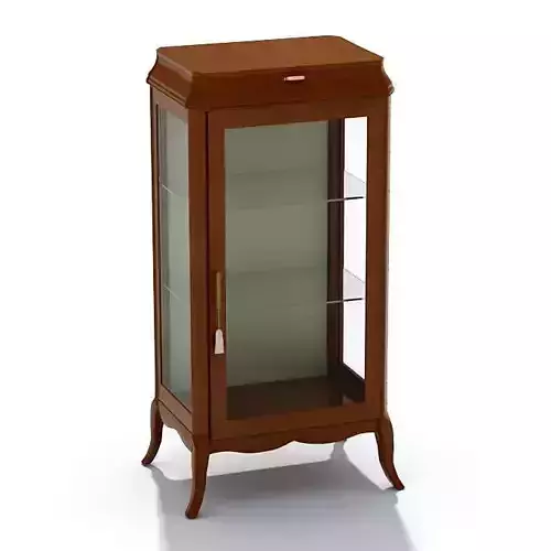 Wood Cabinet With Glass Shelves
