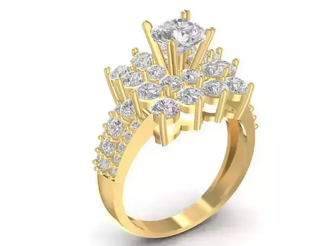 Luxury Flower Cluster Diamond Ring for Women 1472