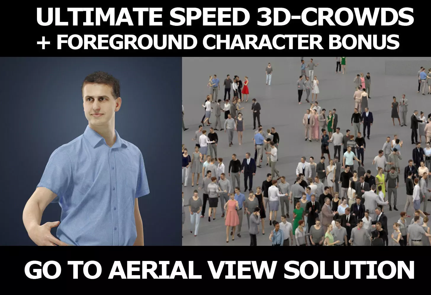 3d people crowds And a foreground walking man casual Romance 3D Model Collection_0
