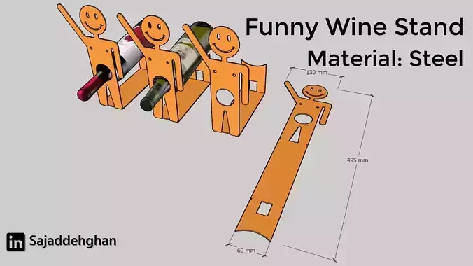 Funny Steel Wine Stand 3D print model