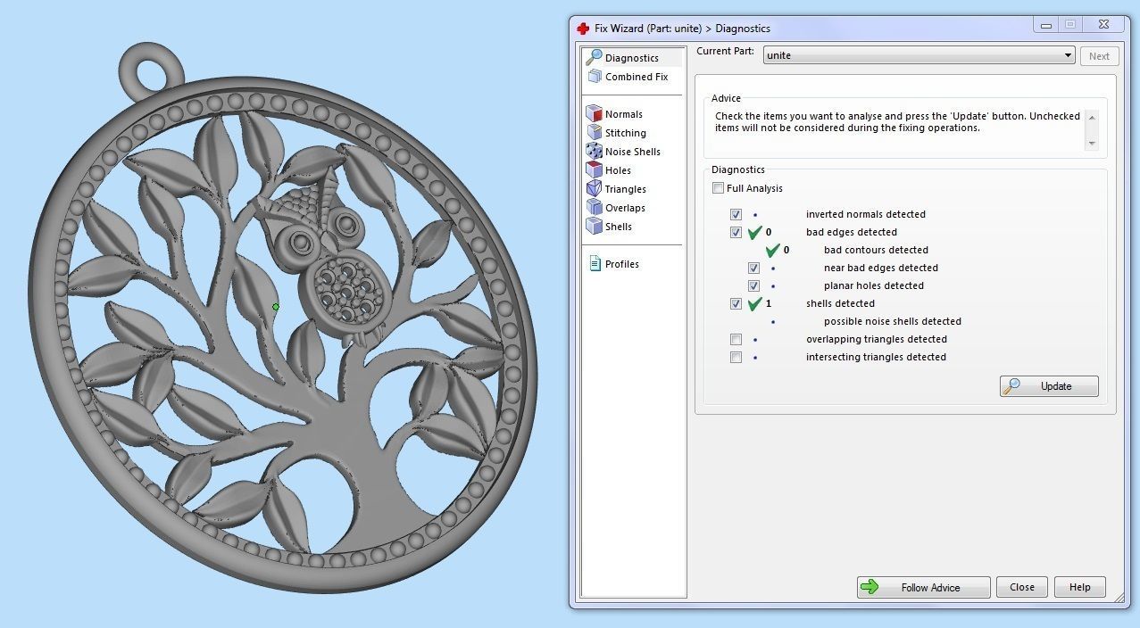 pendant Tree of life with owl 3D print model_11