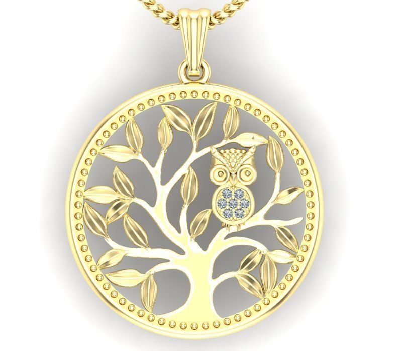 pendant Tree of life with owl 3D print model_8