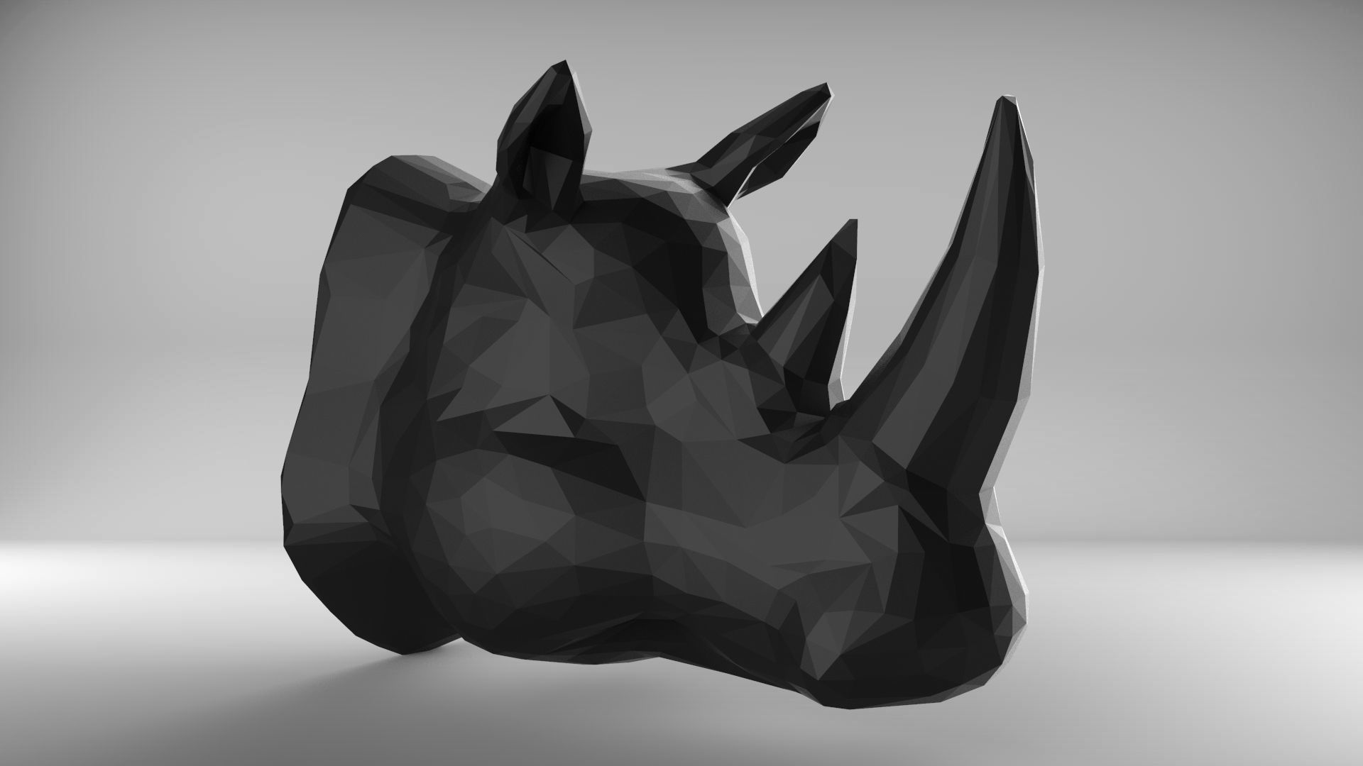 Rhinoceros in low polygon 3D print model_3
