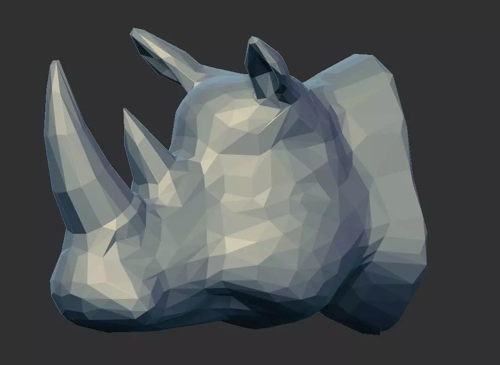 Rhinoceros in low polygon 3D print model_0