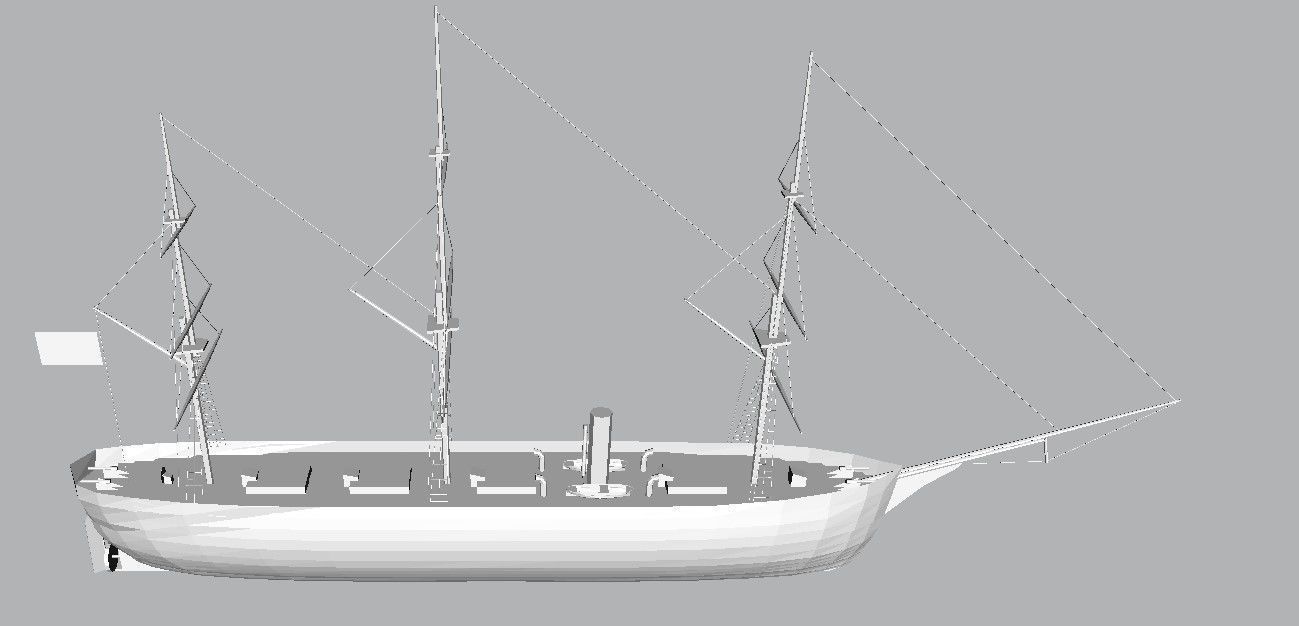Frigate Ship Low-poly 3D model_22
