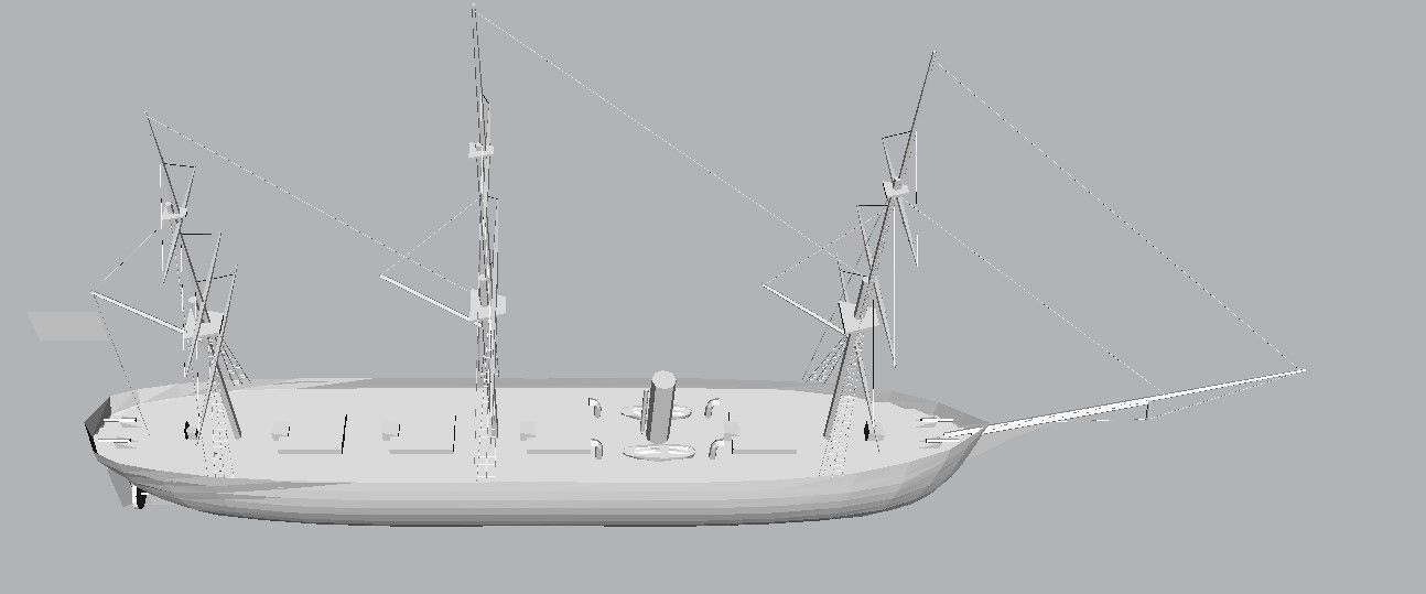 Frigate Ship Low-poly 3D model_20
