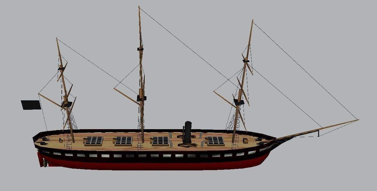 Frigate Ship Low-poly 3D model_17